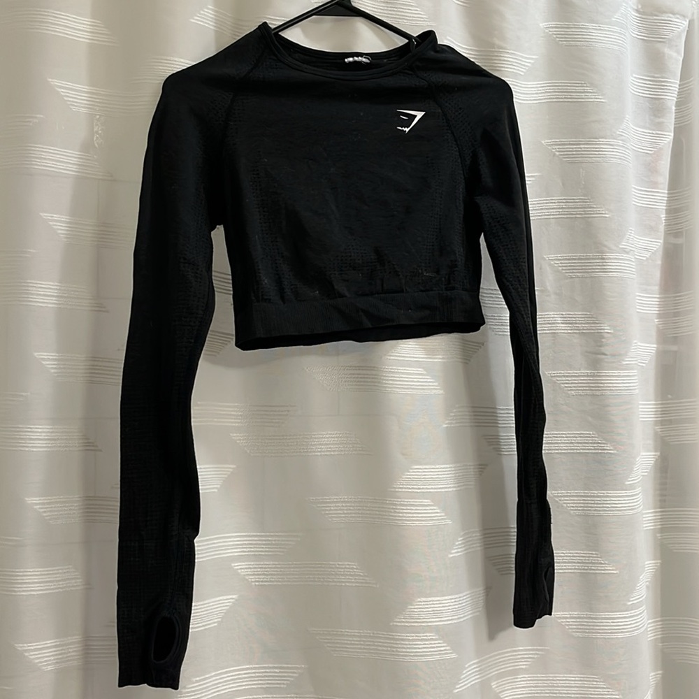 GymShark Vital 2.0 Black Long Sleeve Crop Top